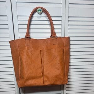 Neiman Marcus faux snake print Orange Tote Bag